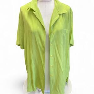 Lime green pleated button up